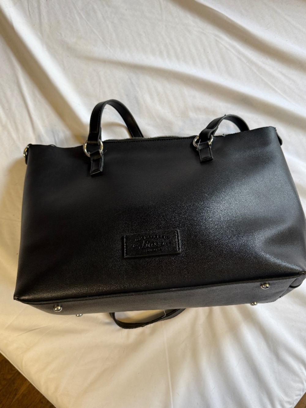 G.H. Bass & Co Black Faux Leather Tote Bag Large Shoulder Bag Minimalist Everyda